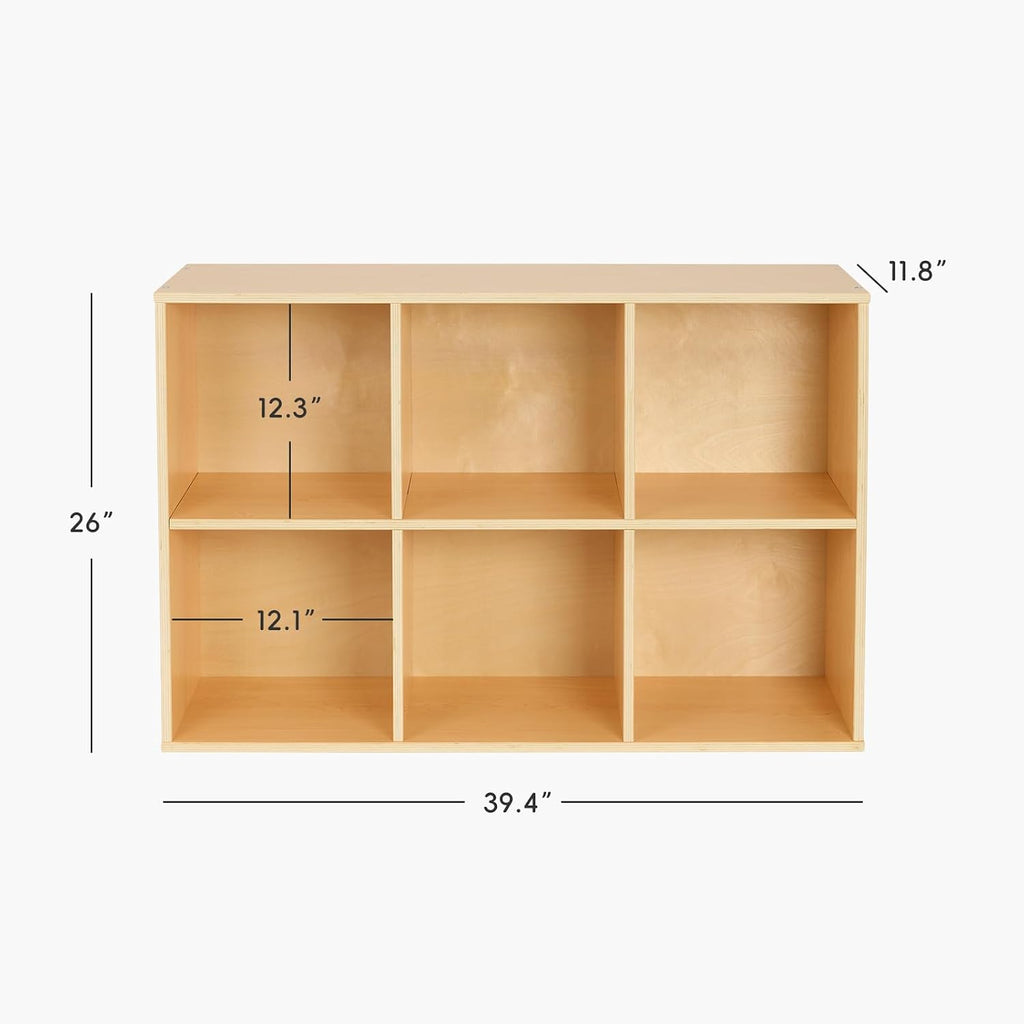 Montessori 6‑Cube Bookshelf Toy Storage Organizer