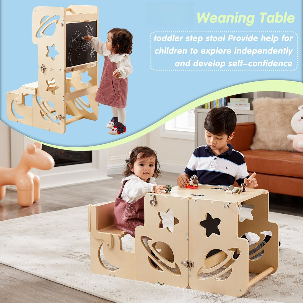 Wooden Kids Kitchen Toddler Learning Tower Stool