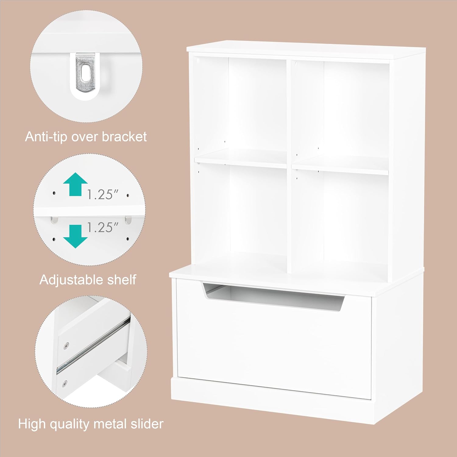 Cubby Toddler Kids Bookshelf Toy Storage Organizer