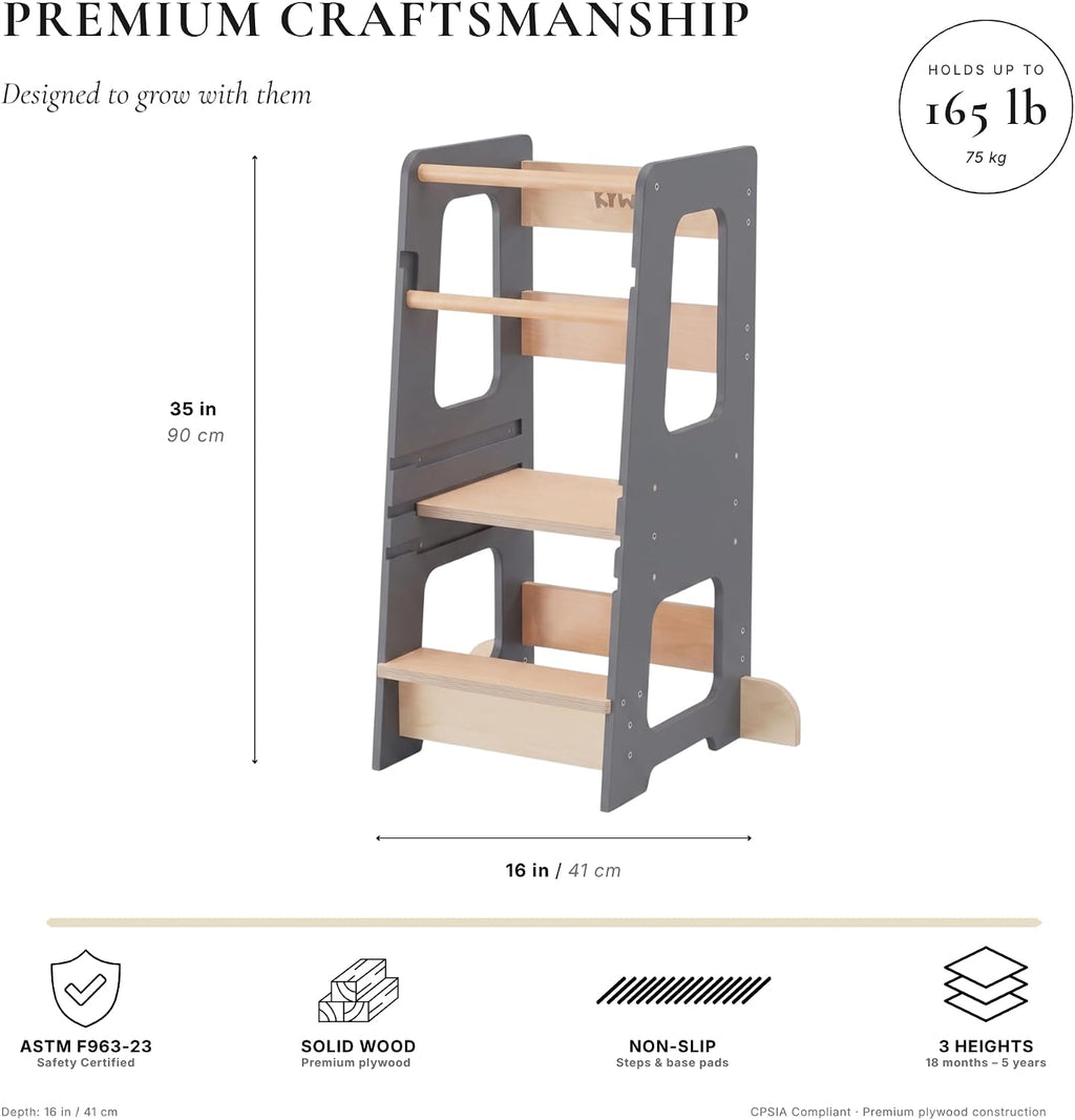 Adjustable Wooden Toddler Kitchen Helper Tower