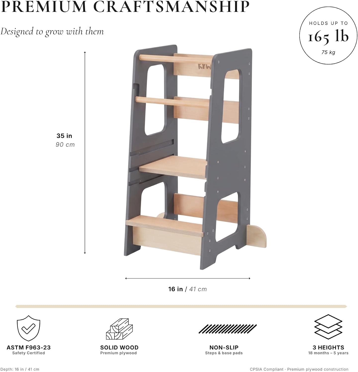 Adjustable Wooden Toddler Kitchen Helper Tower