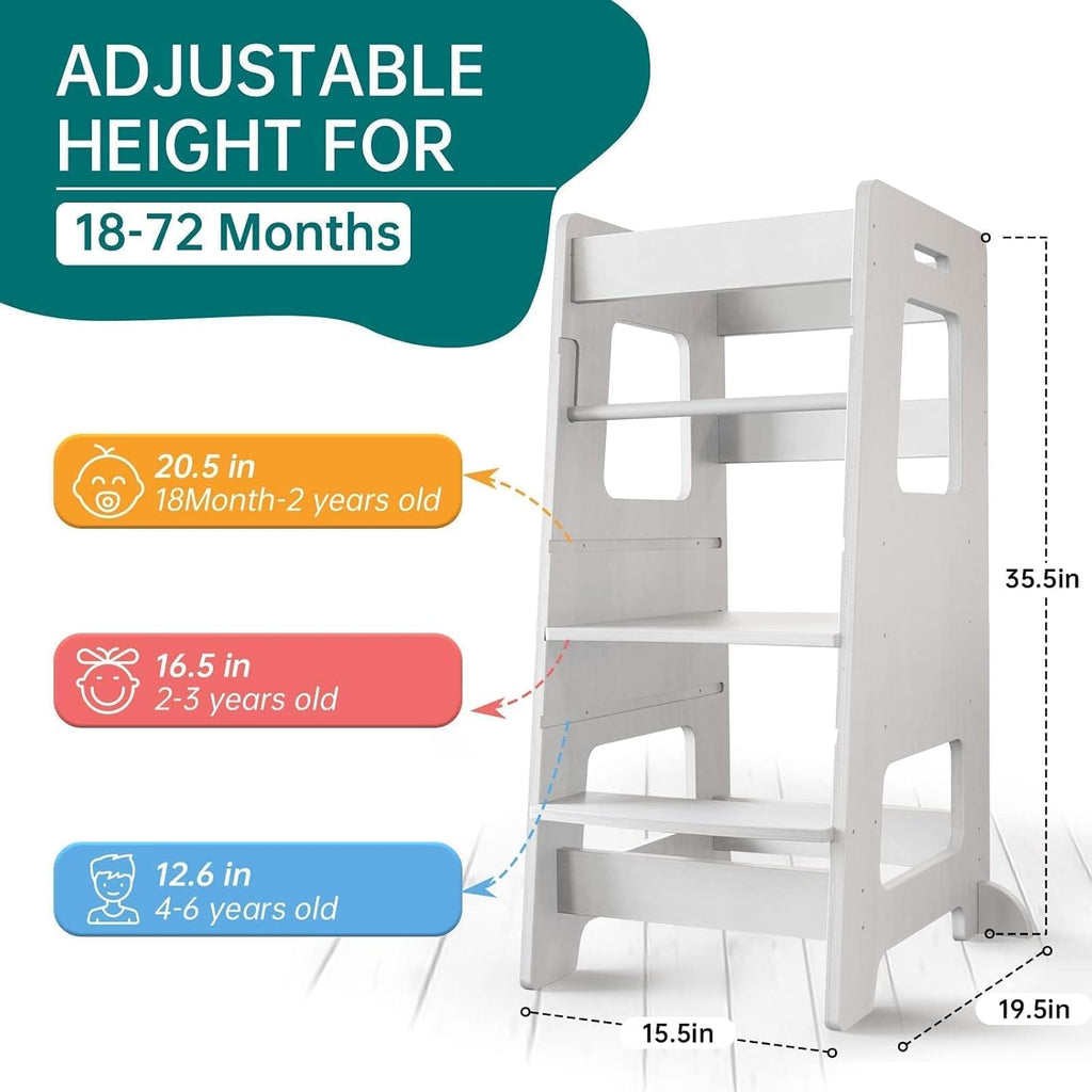 Wooden Adjustable Toddler Kitchen Helper Tower