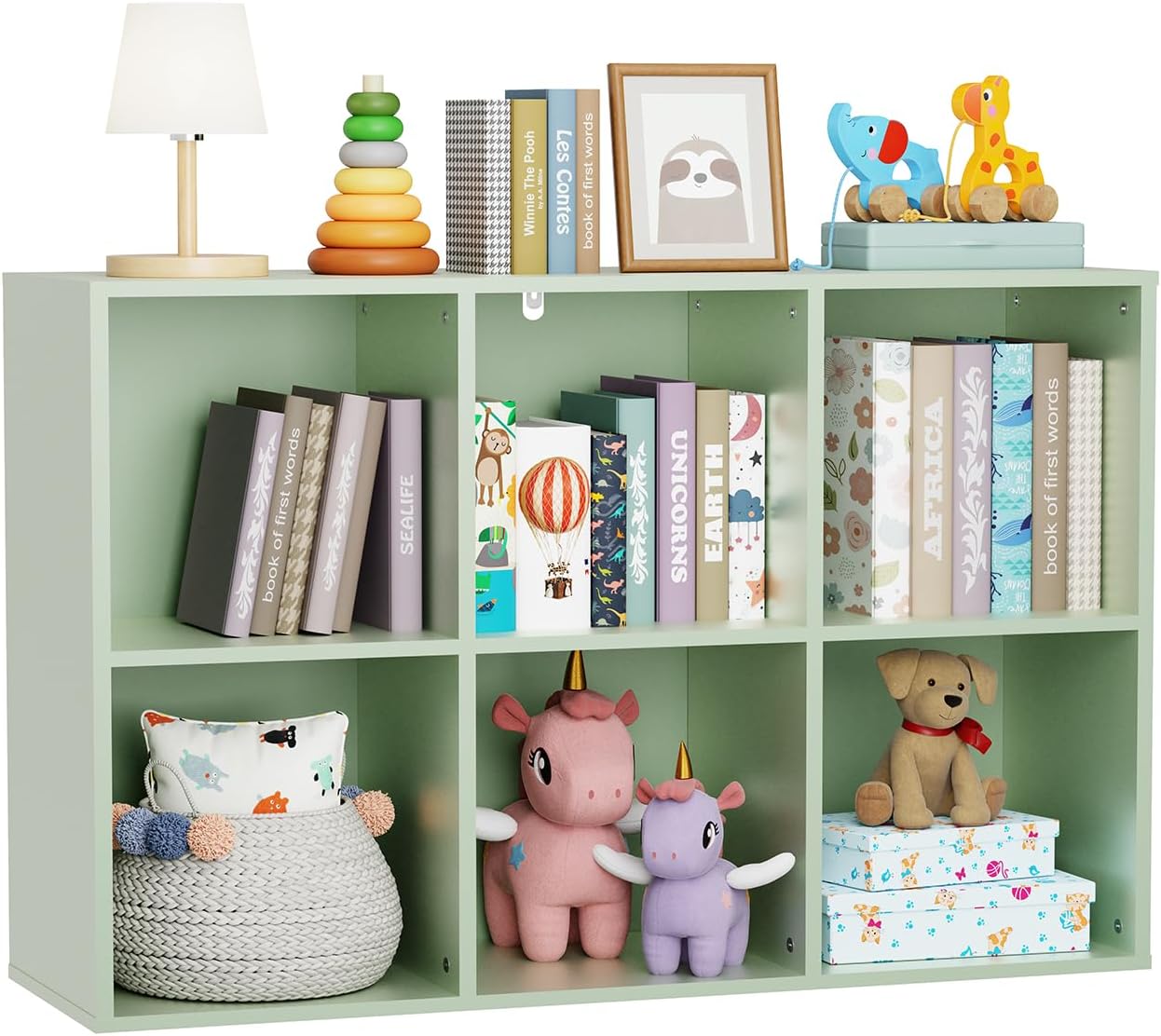 6‑Cube Kids Cubby Toy Storage Bookshelf Organizer