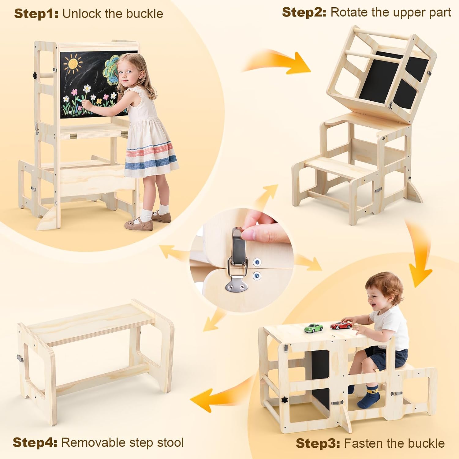 Foldable Toddler Kitchen Helper Standing Tower