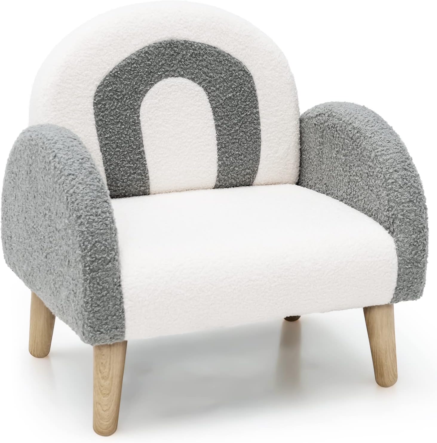 Plush Wooden Upholstered Toddler Armchair Couch