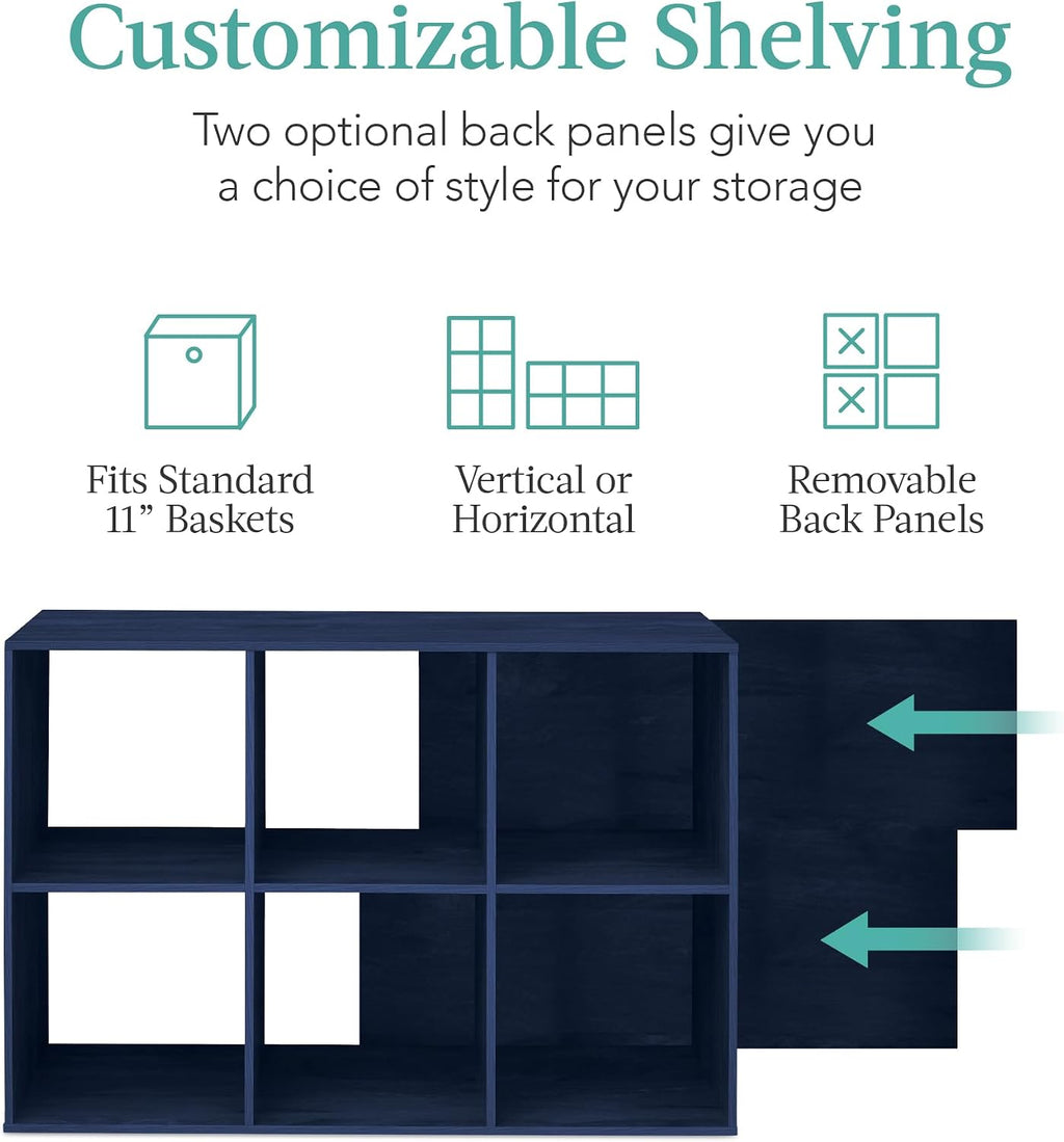 6‑Cube Customizable Kids Toy Storage Bookcase