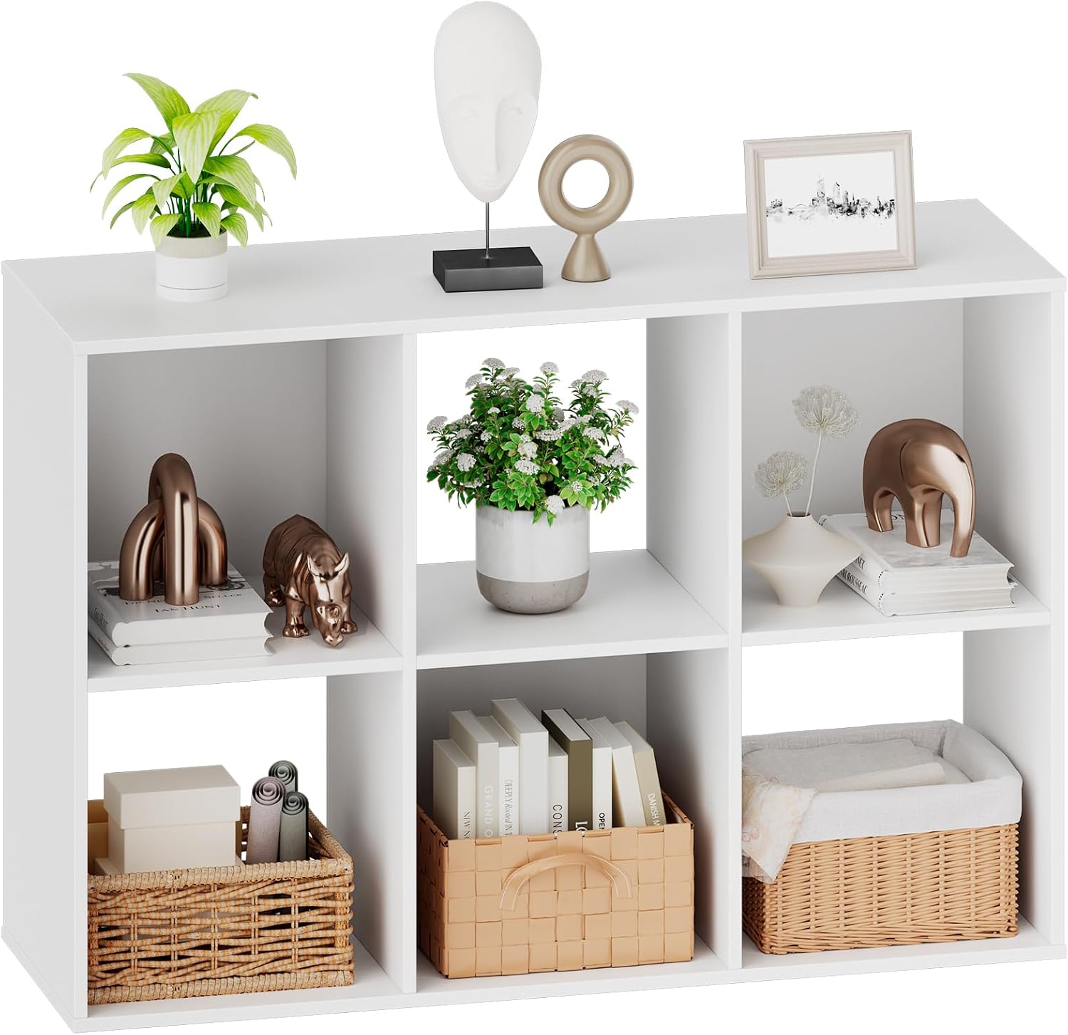Stackable Modular 6‑Cube Storage Organizer Shelf