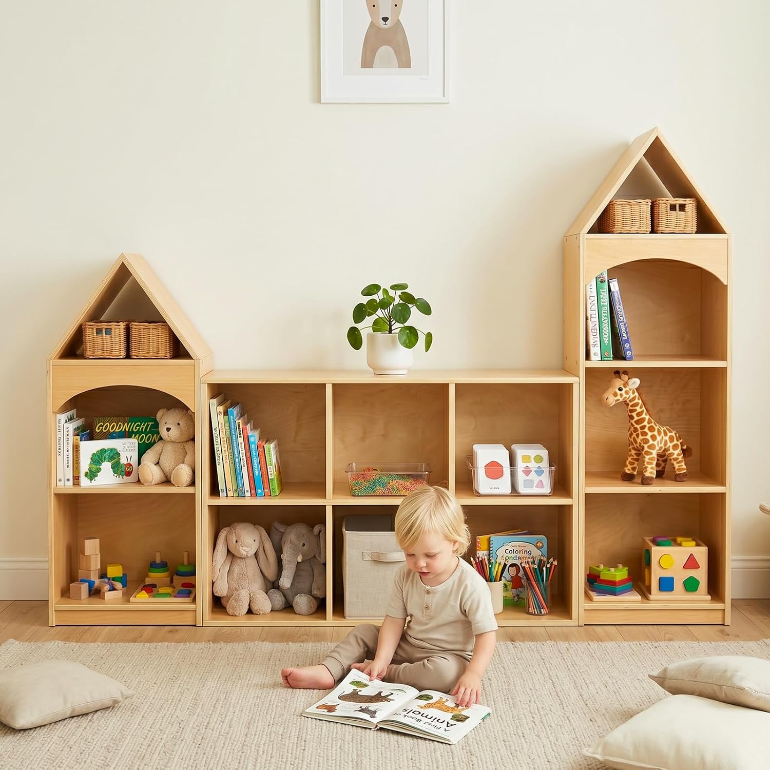 Montessori 6‑Cube Bookshelf Toy Storage Organizer