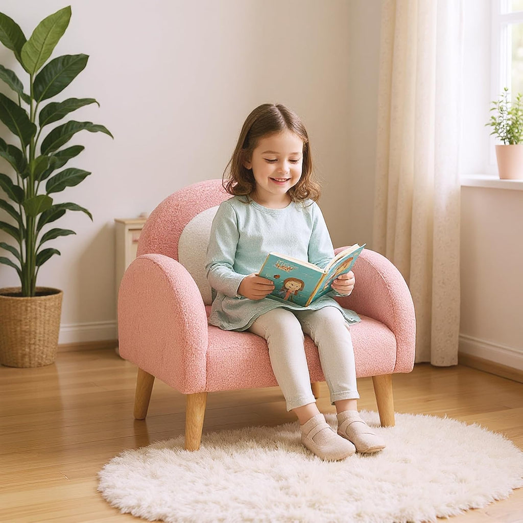 Ergonomic Upholstered Kids Reading Armchair