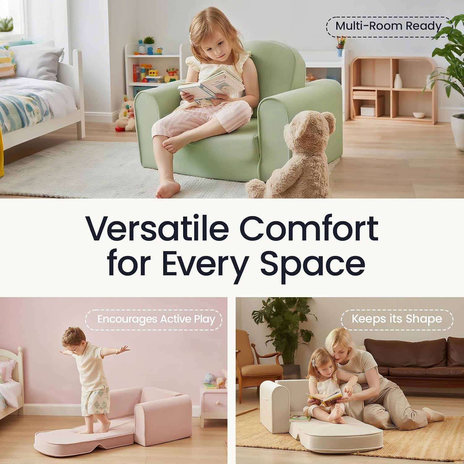 Foldable Soft Thick Toddler Kids Couch Sofa