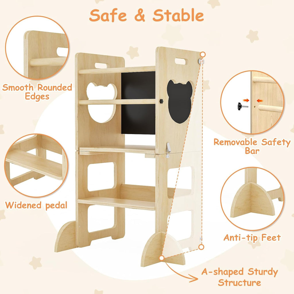 Foldable Wooden Toddler Kitchen Helper Tower