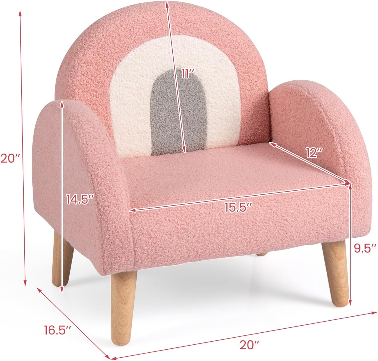 Ergonomic Upholstered Kids Reading Armchair