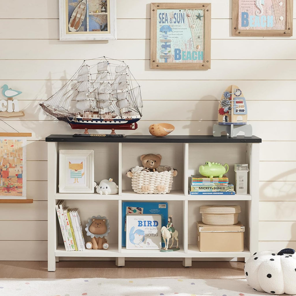 Farmhouse Wooden 6‑Cube Kids Storage Bookcase