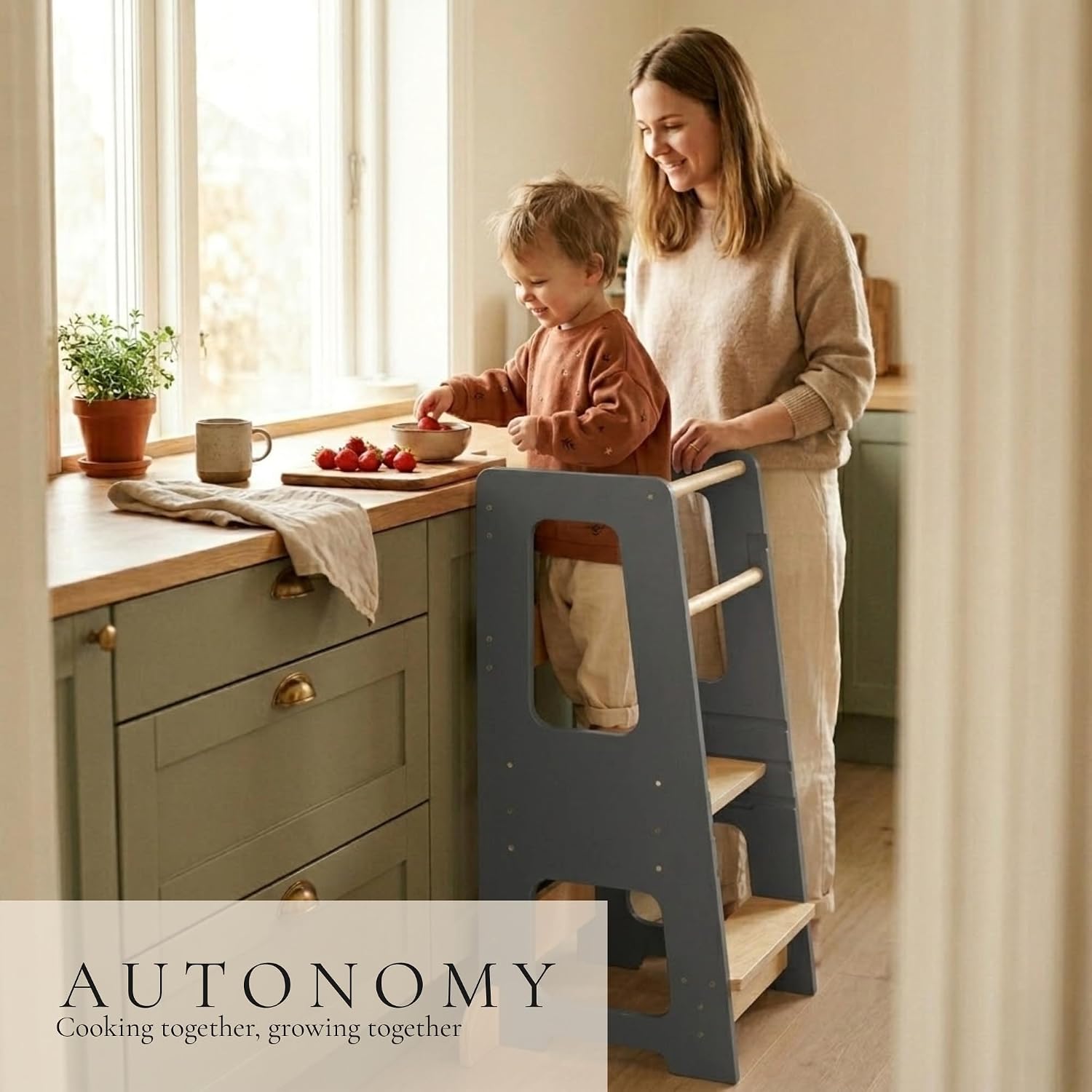 Adjustable Wooden Toddler Kitchen Helper Tower