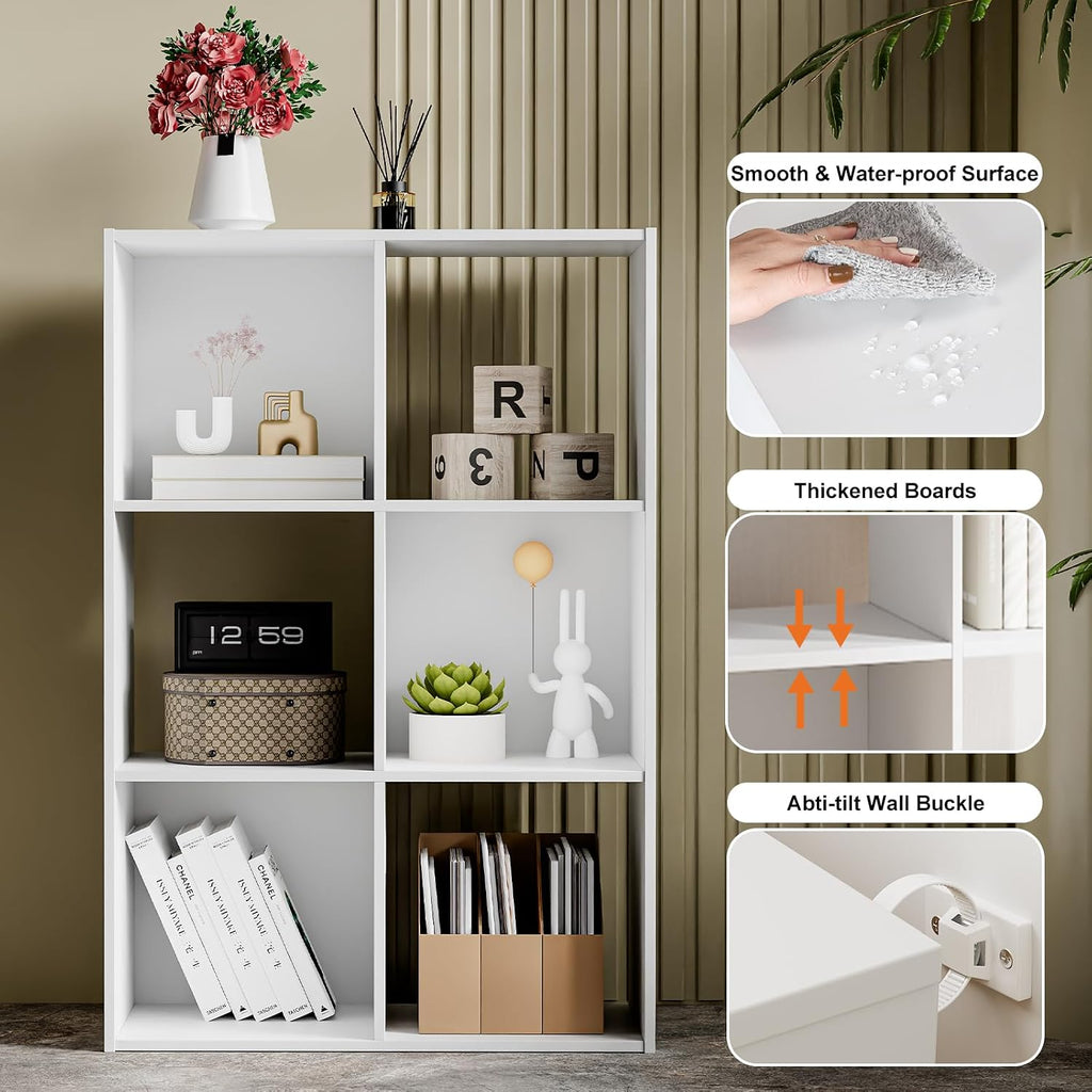 Stackable Modular 6‑Cube Storage Organizer Shelf