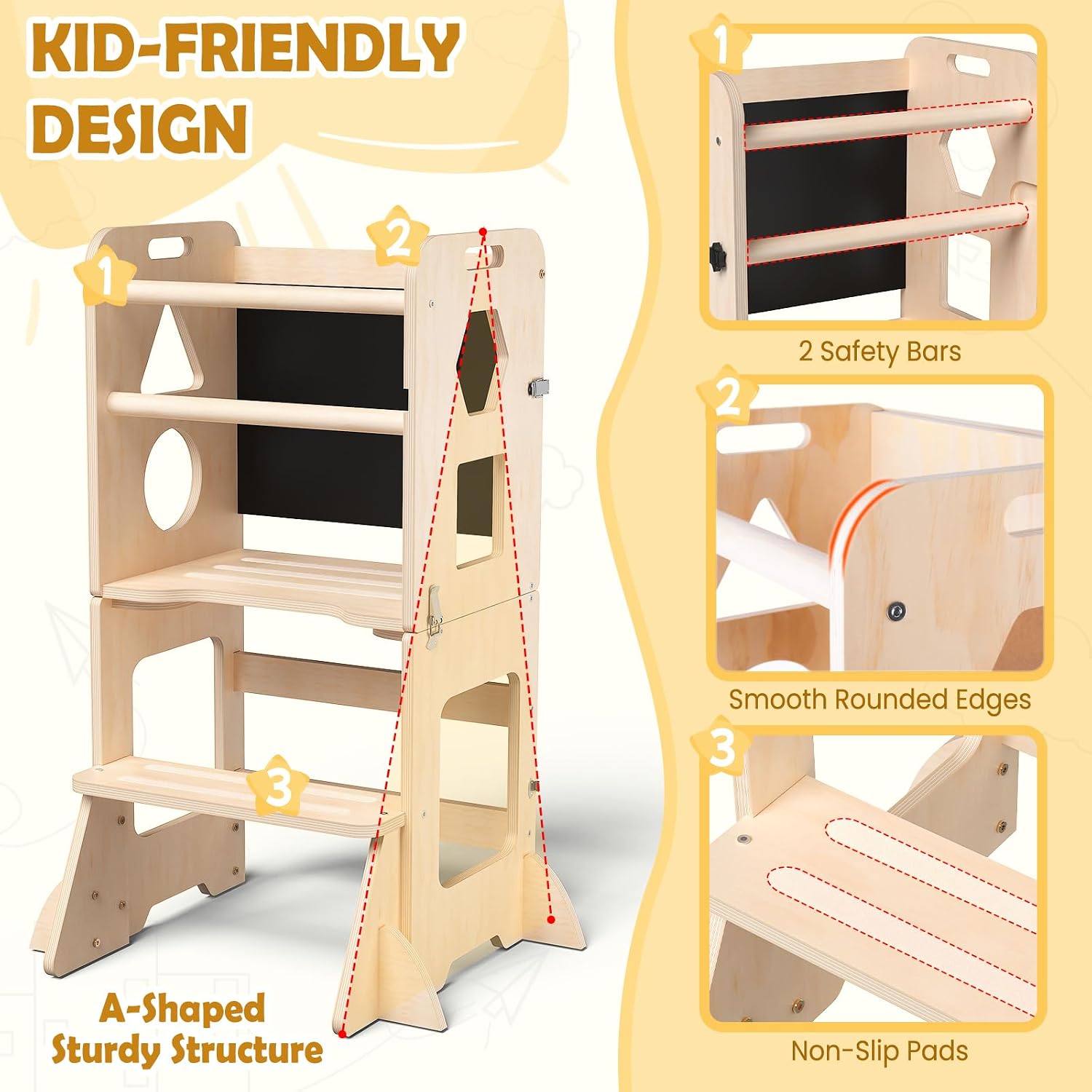 Foldable Wooden Toddler Kitchen Helper Tower