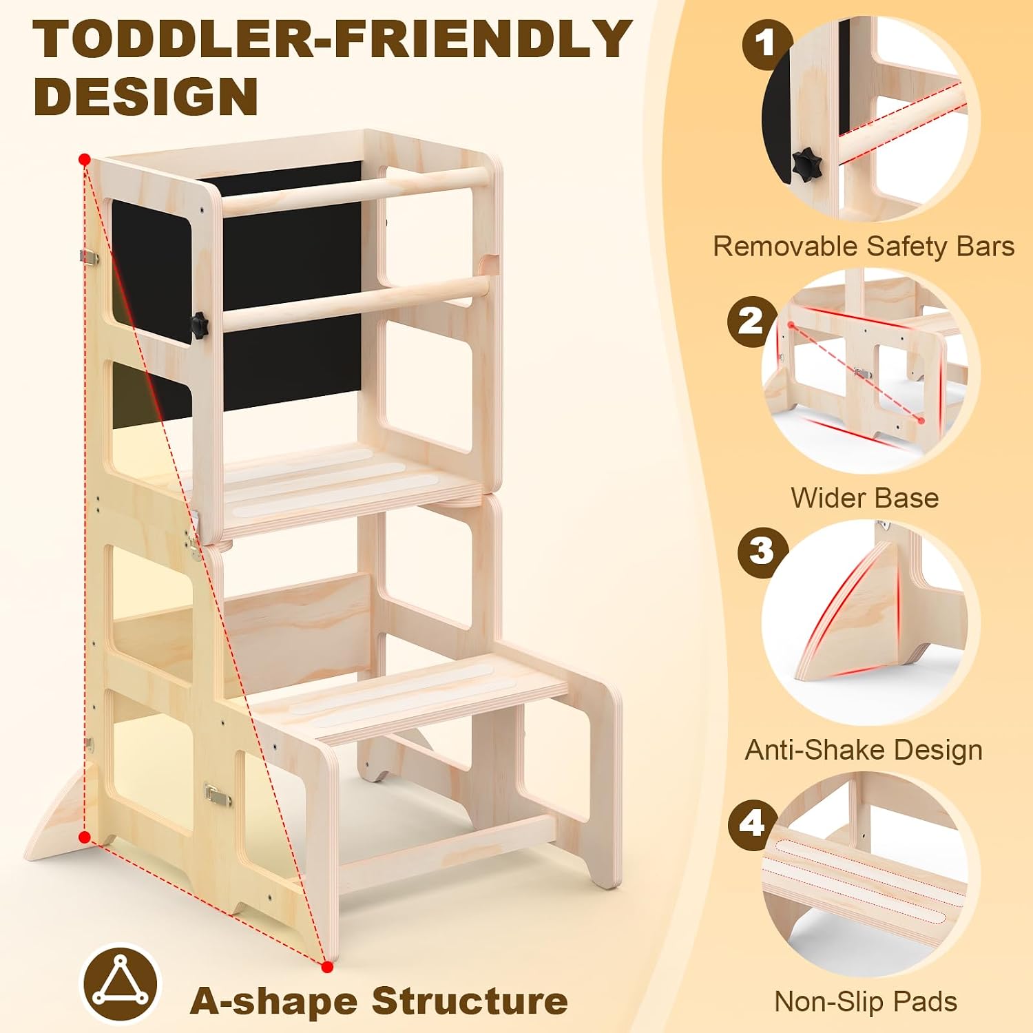 Foldable Toddler Kitchen Helper Standing Tower