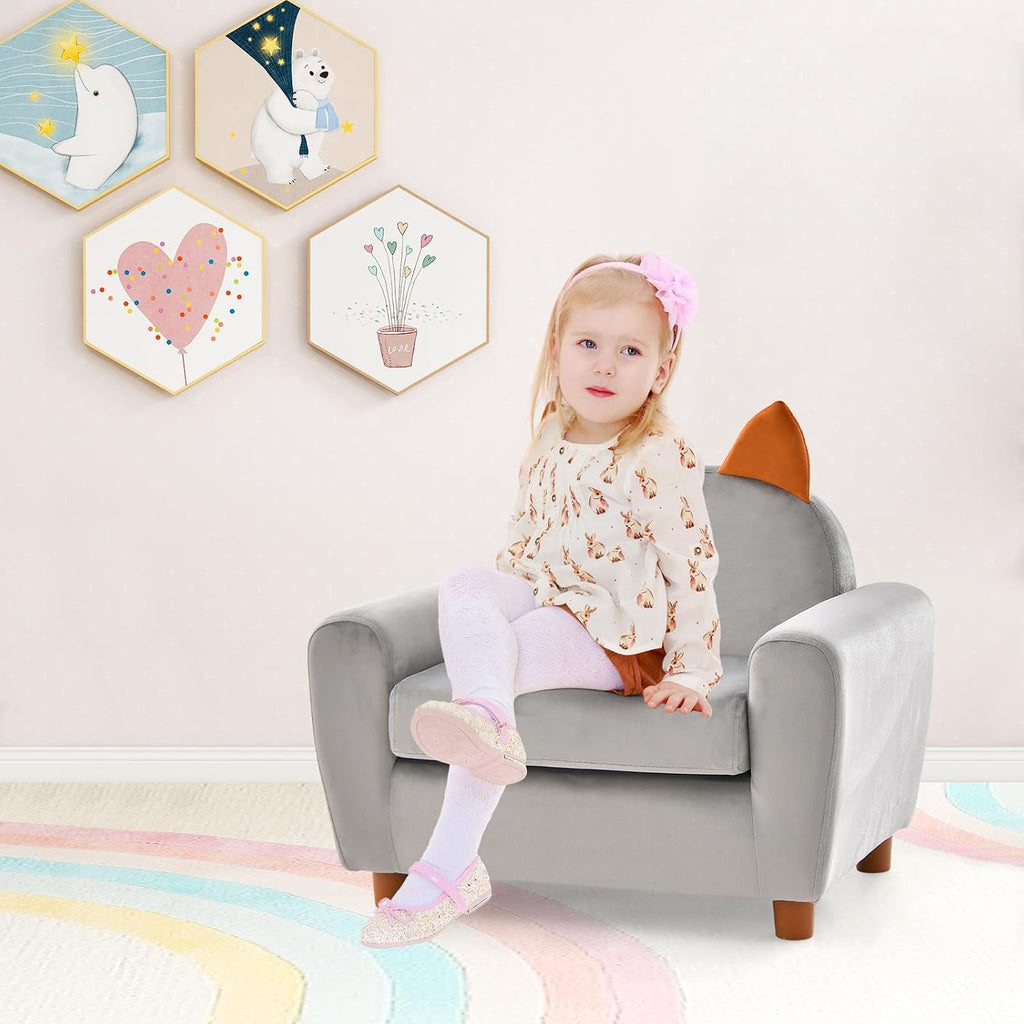 Dutch Velvet Wooden Upholstered Toddler Arm Chair
