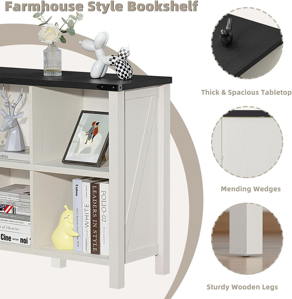 Farmhouse Wooden 6‑Cube Kids Storage Bookcase