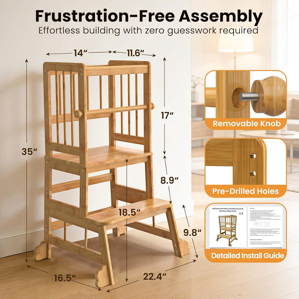Wooden Toddler Kitchen Helper Standing Tower