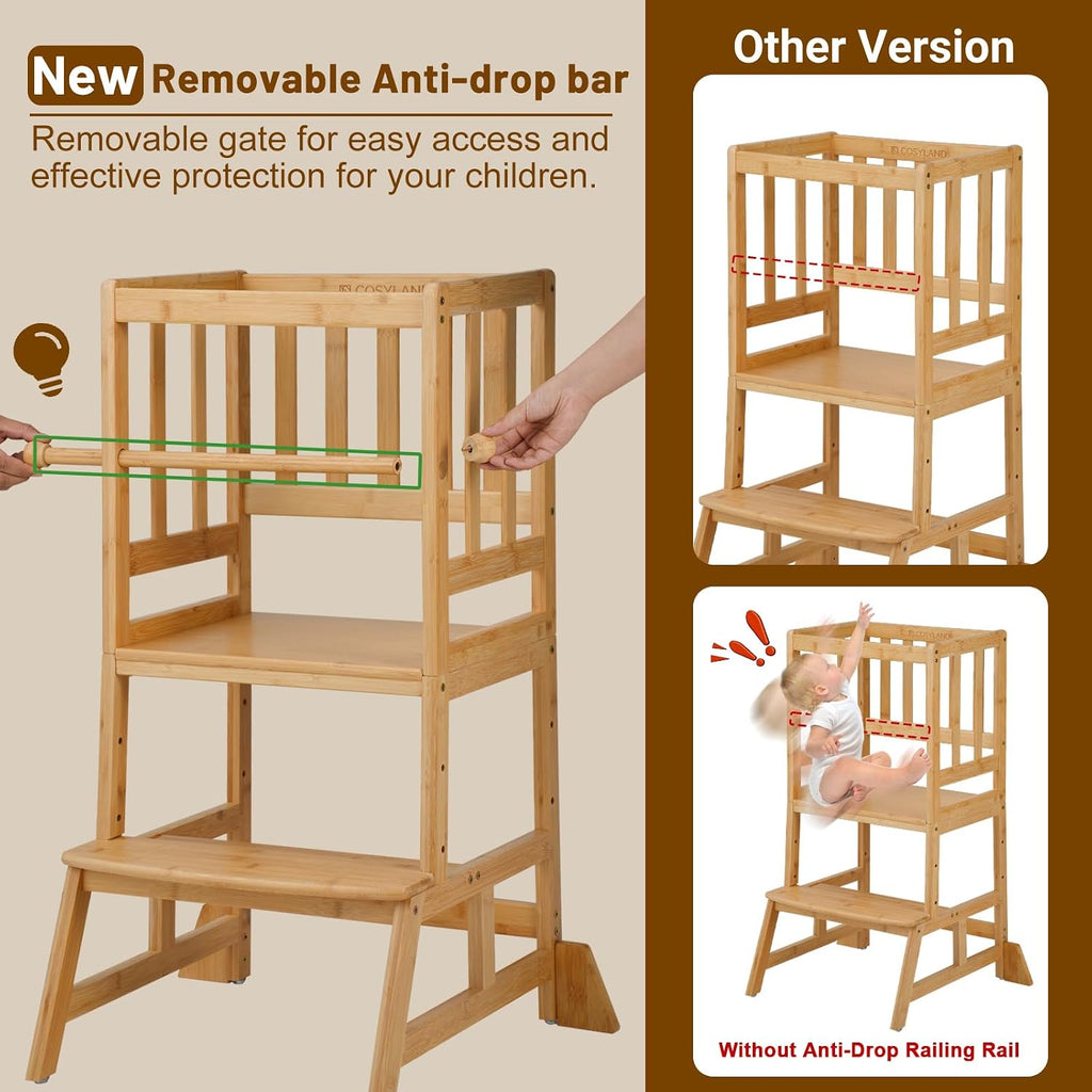 Adjustable Wooden Toddler Kitchen Helper Stool Tower