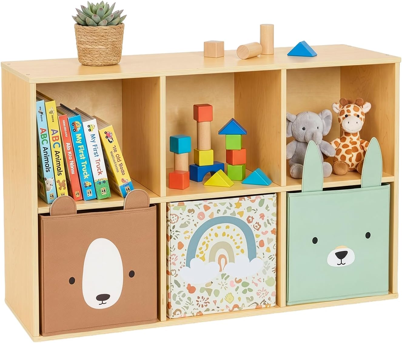 Montessori 6‑Cube Bookshelf Toy Storage Organizer