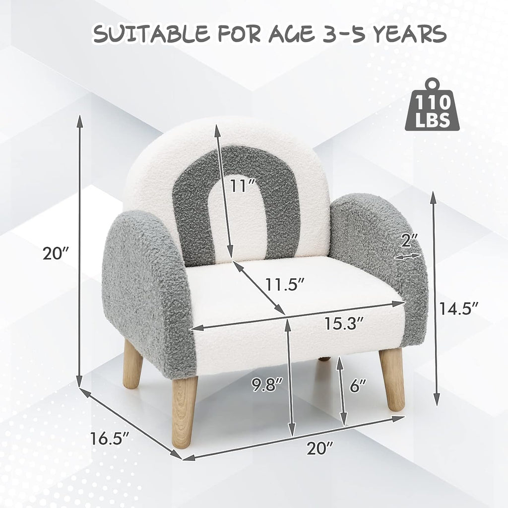Plush Wooden Upholstered Toddler Armchair Couch