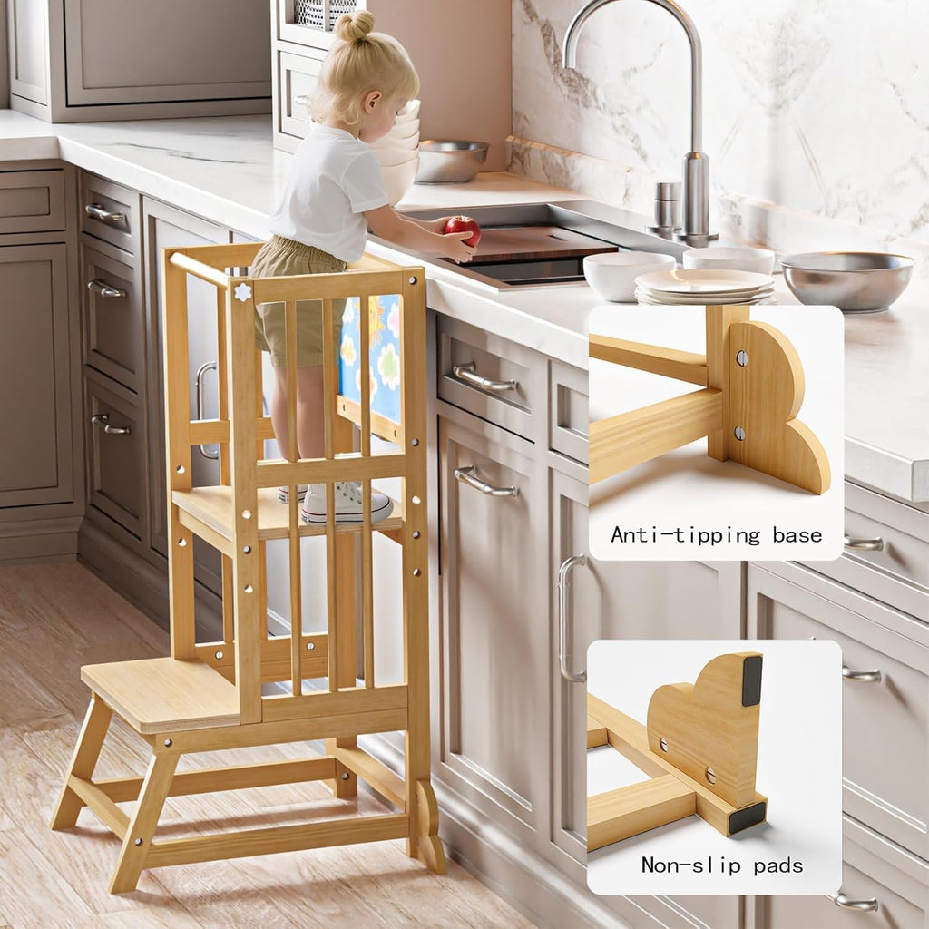 Adjustable Wooden Toddler Kitchen Helper Tower