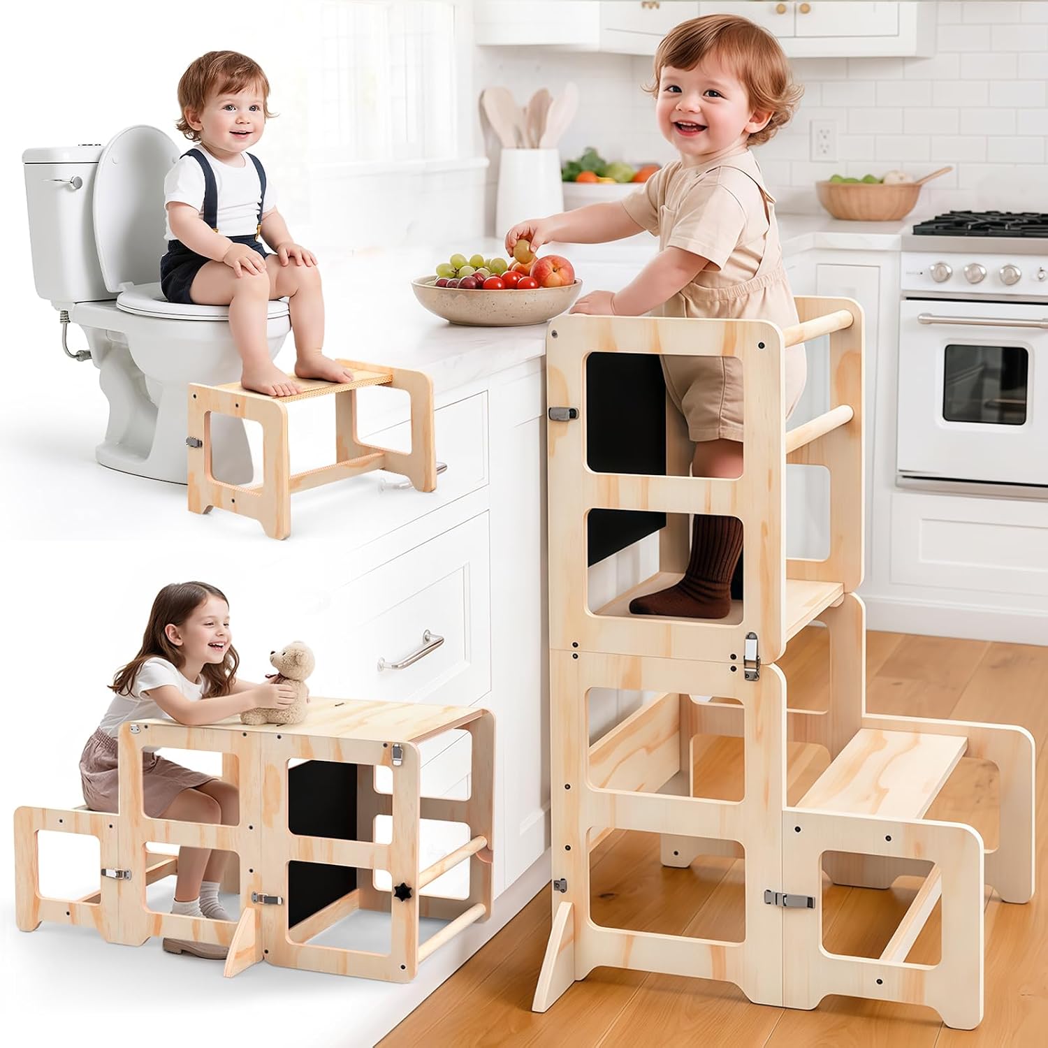 Foldable Toddler Kitchen Helper Standing Tower