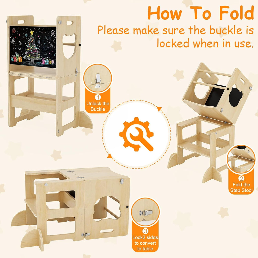 Foldable Wooden Toddler Kitchen Helper Tower