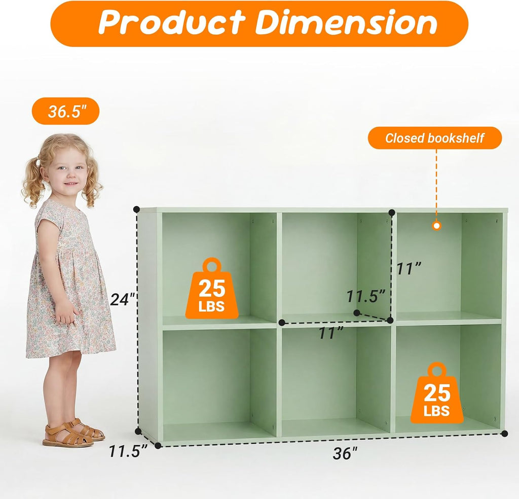 6‑Cube Kids Cubby Toy Storage Bookshelf Organizer