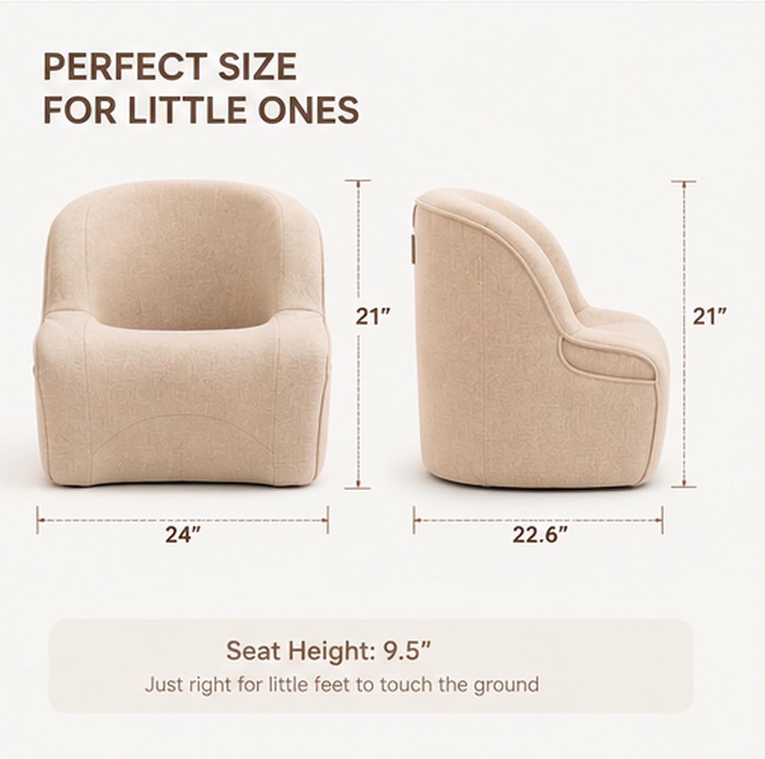Ergonomic Upholstered Kids Reading Armchair