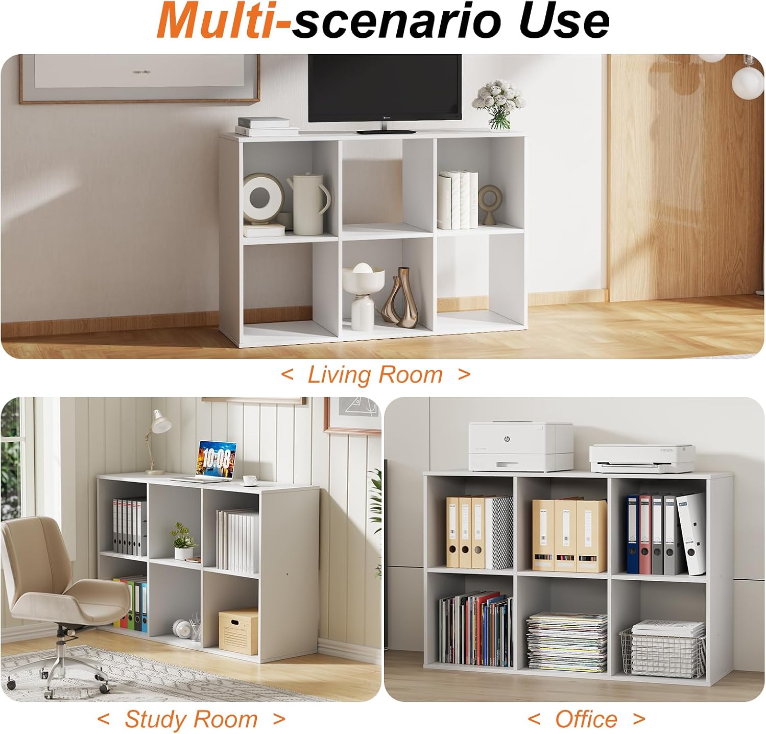 Stackable Modular 6‑Cube Storage Organizer Shelf