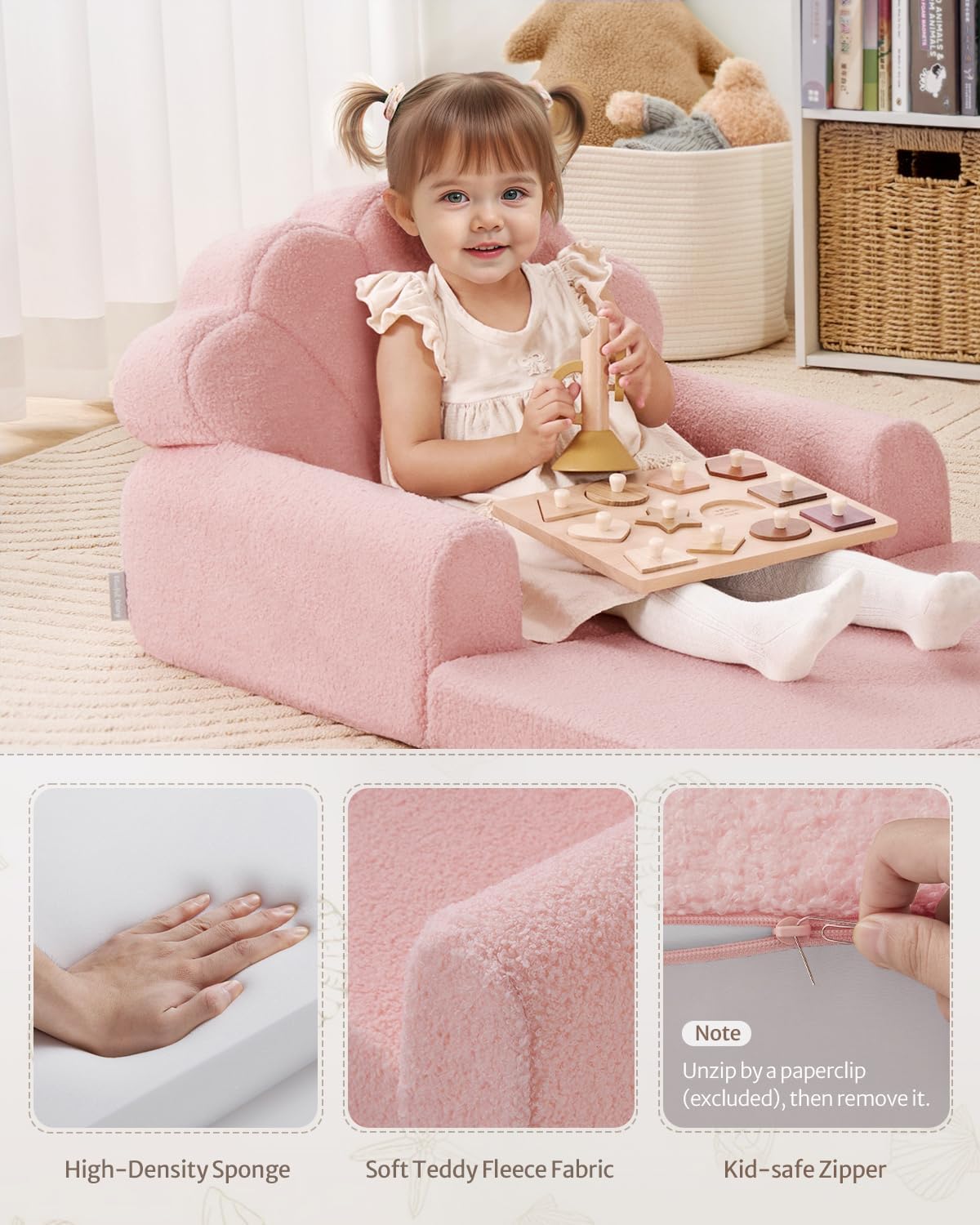 Foldable 2‑in‑1 Shell Shaped Kids Couch Sofa