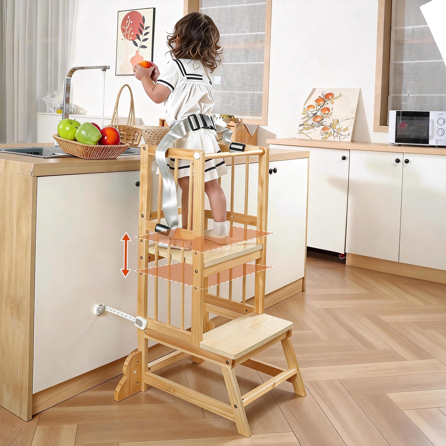 Adjustable Wooden Toddler Kitchen Helper Tower