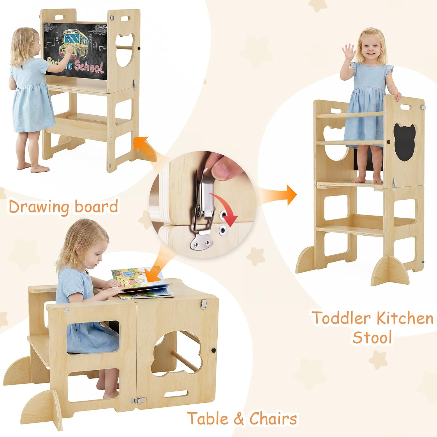 Foldable Wooden Toddler Kitchen Helper Tower