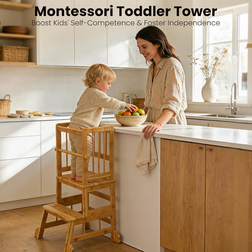 Wooden Toddler Kitchen Helper Standing Tower