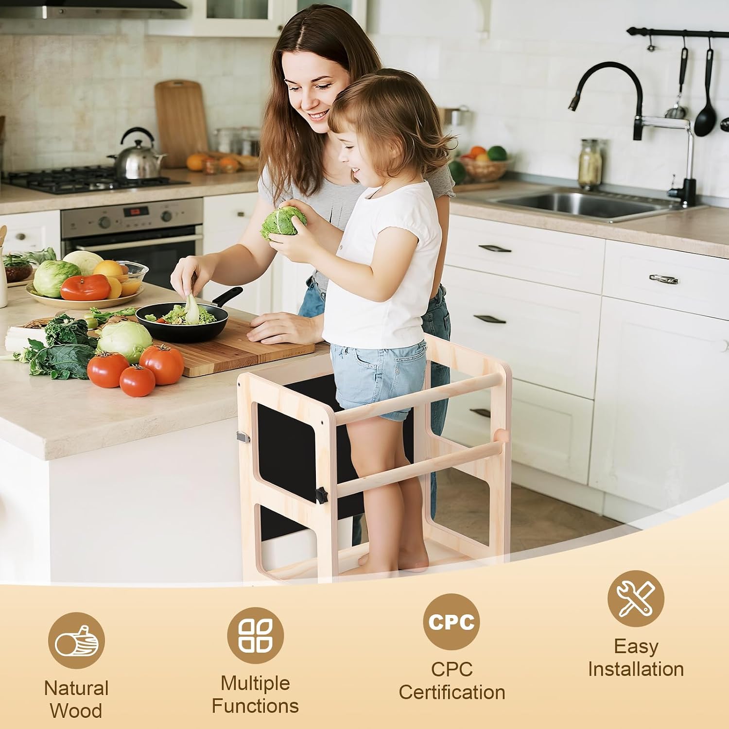 Foldable Toddler Kitchen Helper Standing Tower