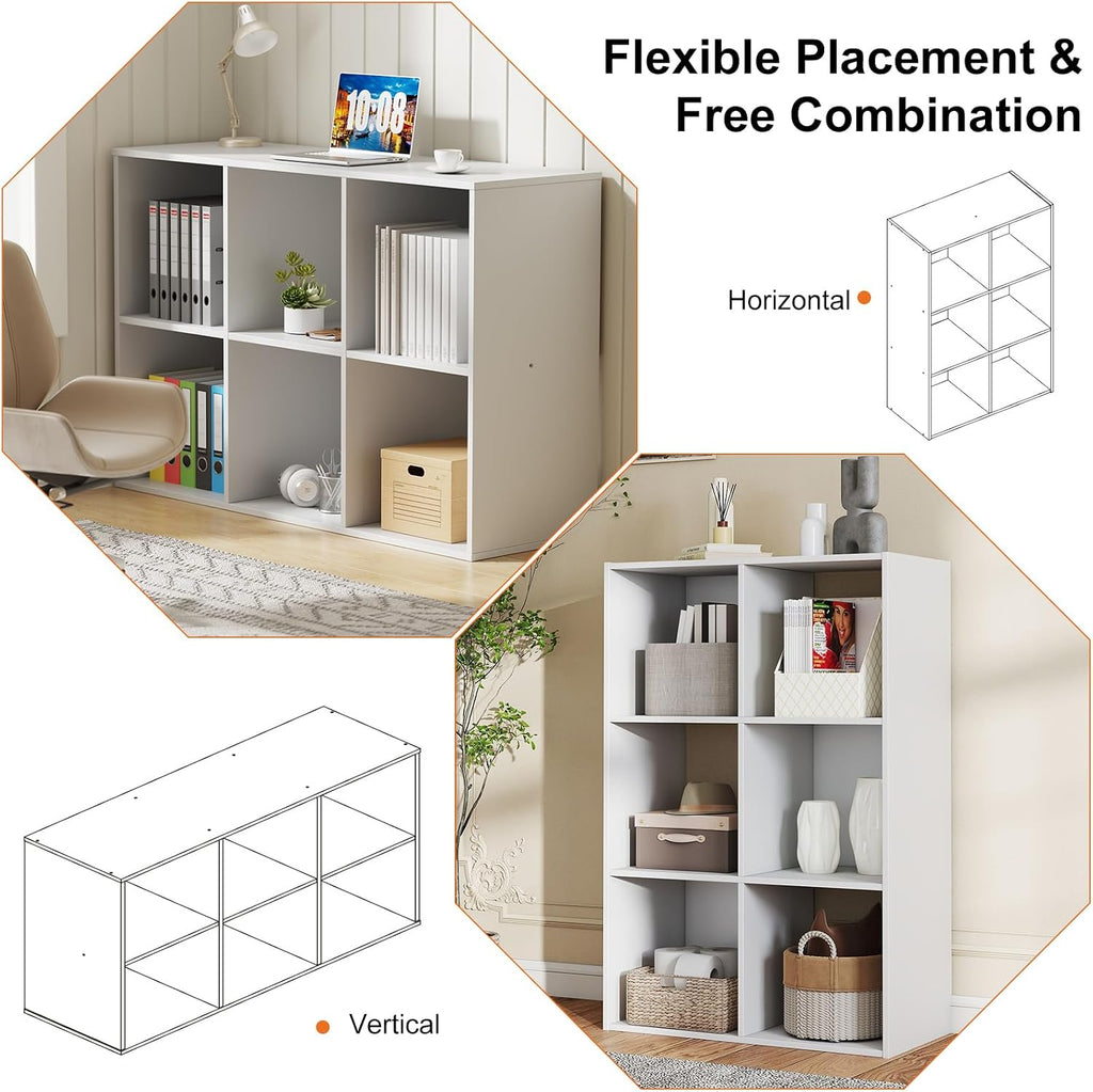 Stackable Modular 6‑Cube Storage Organizer Shelf