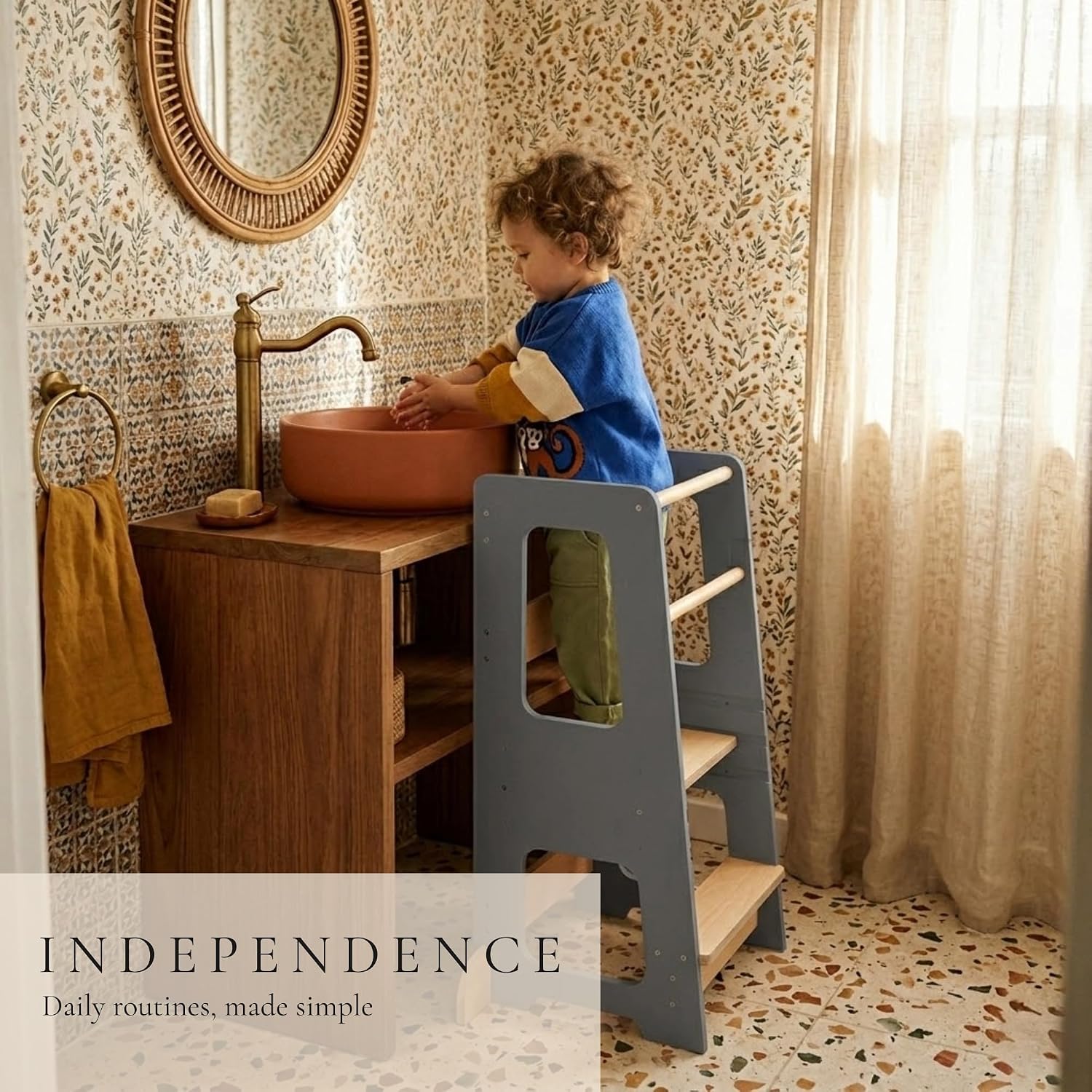 Adjustable Wooden Toddler Kitchen Helper Tower