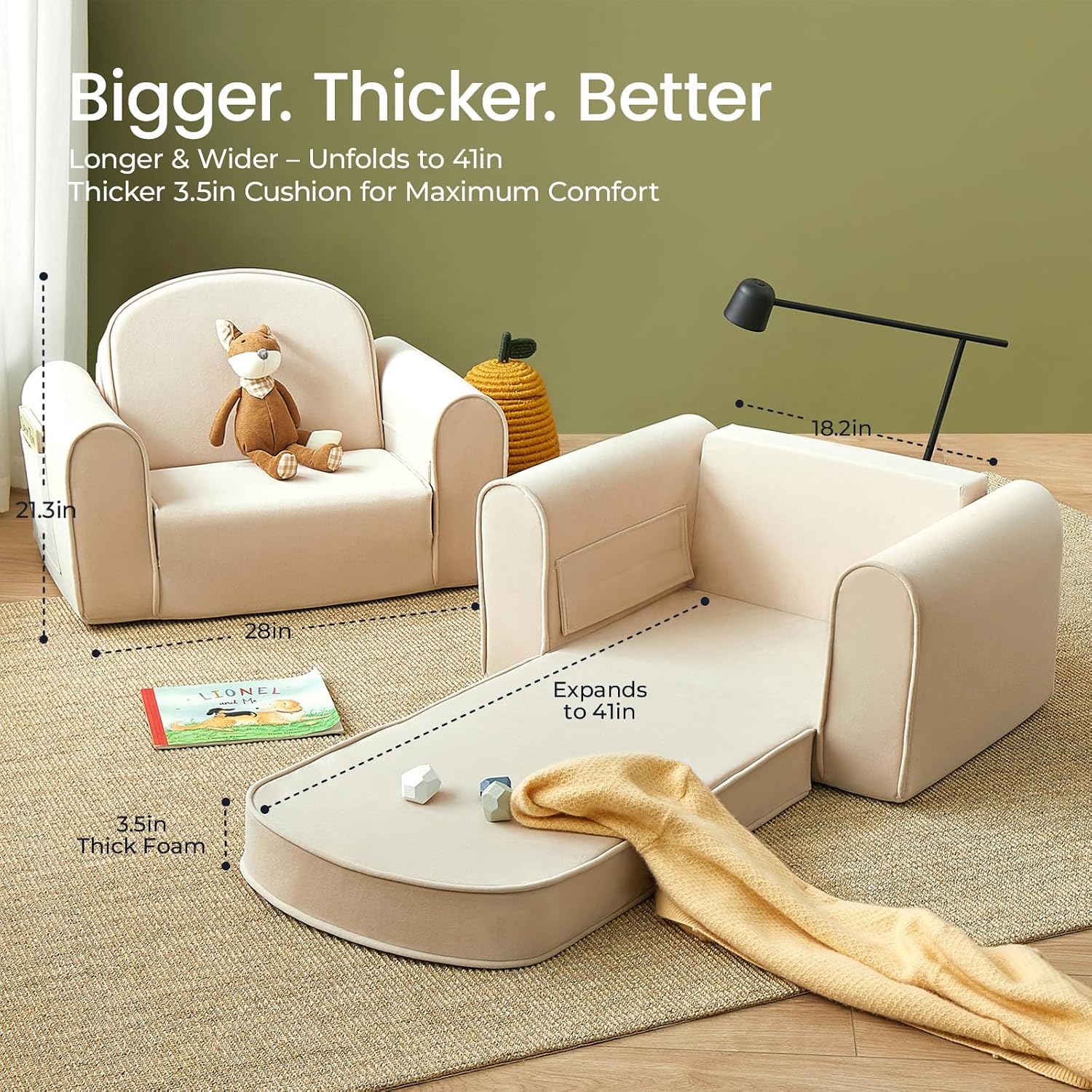 Foldable Soft Thick Toddler Kids Couch Sofa