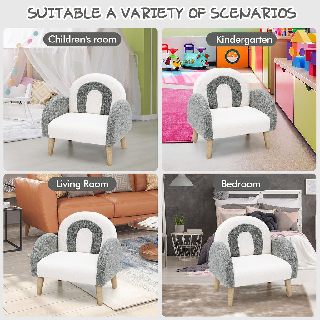 Plush Wooden Upholstered Toddler Armchair Couch