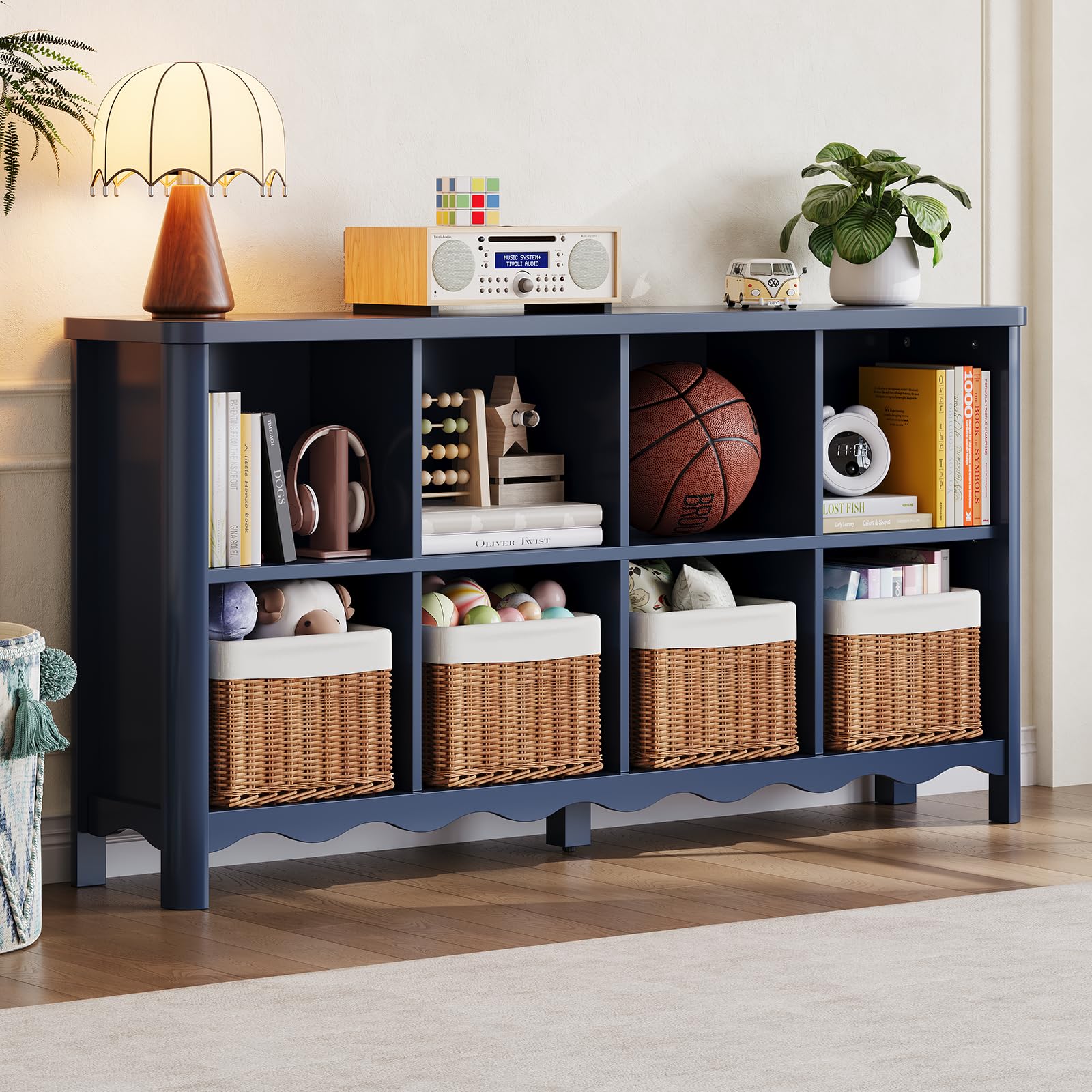 8‑Cube Kids Bookshelf Toy Storage Organizer Shelf