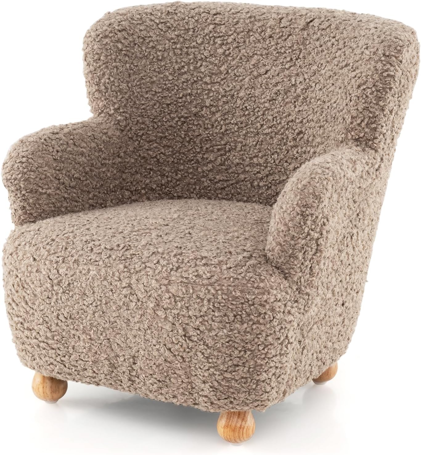 Sherpa Fabric Wooden Frame Toddler Sofa Chair