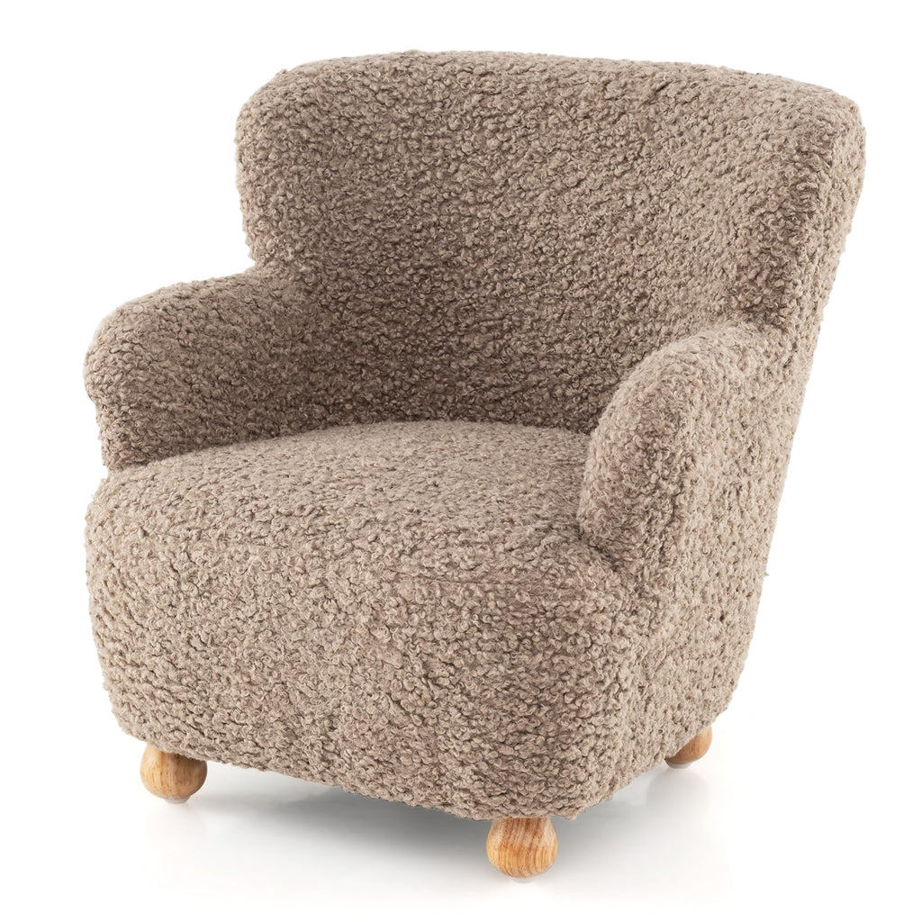 Sherpa Fabric Wooden Frame Toddler Sofa Chair