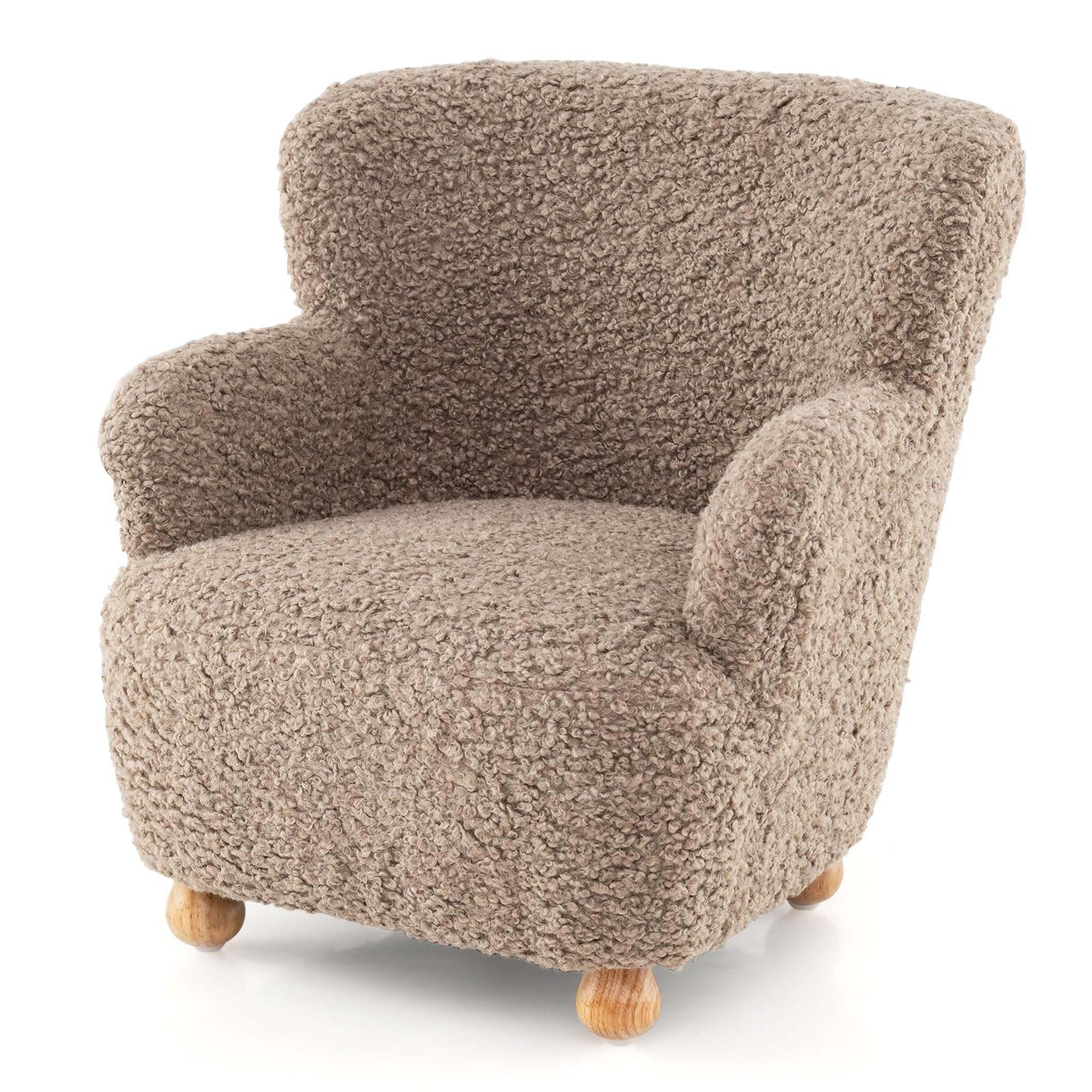 Sherpa Fabric Wooden Frame Toddler Sofa Chair