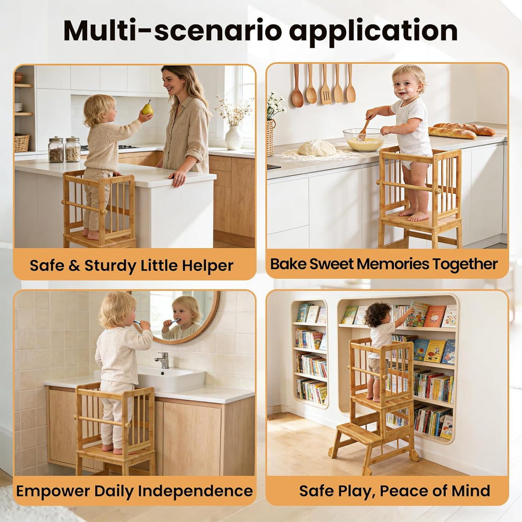 Wooden Toddler Kitchen Helper Standing Tower