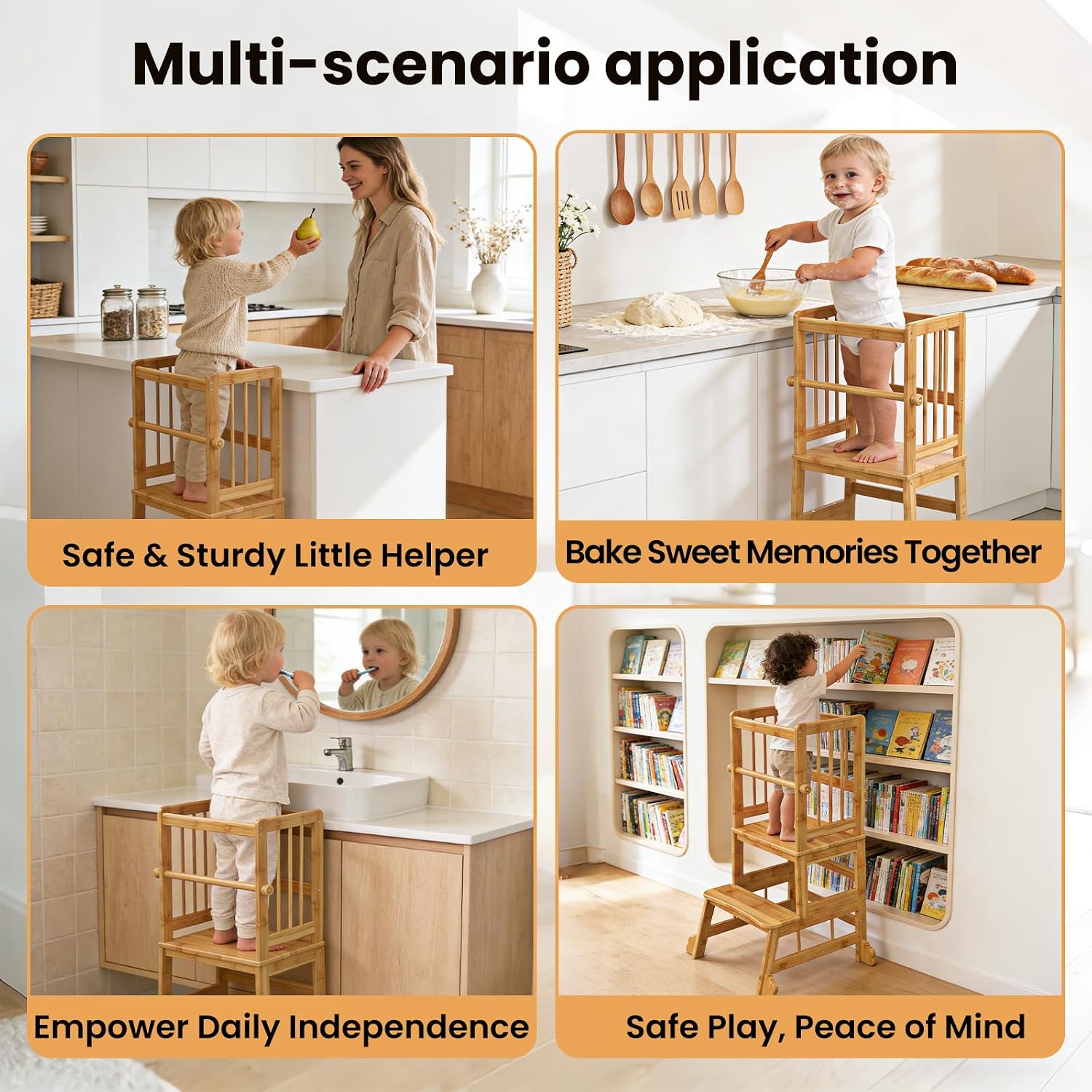 Wooden Toddler Kitchen Helper Standing Tower