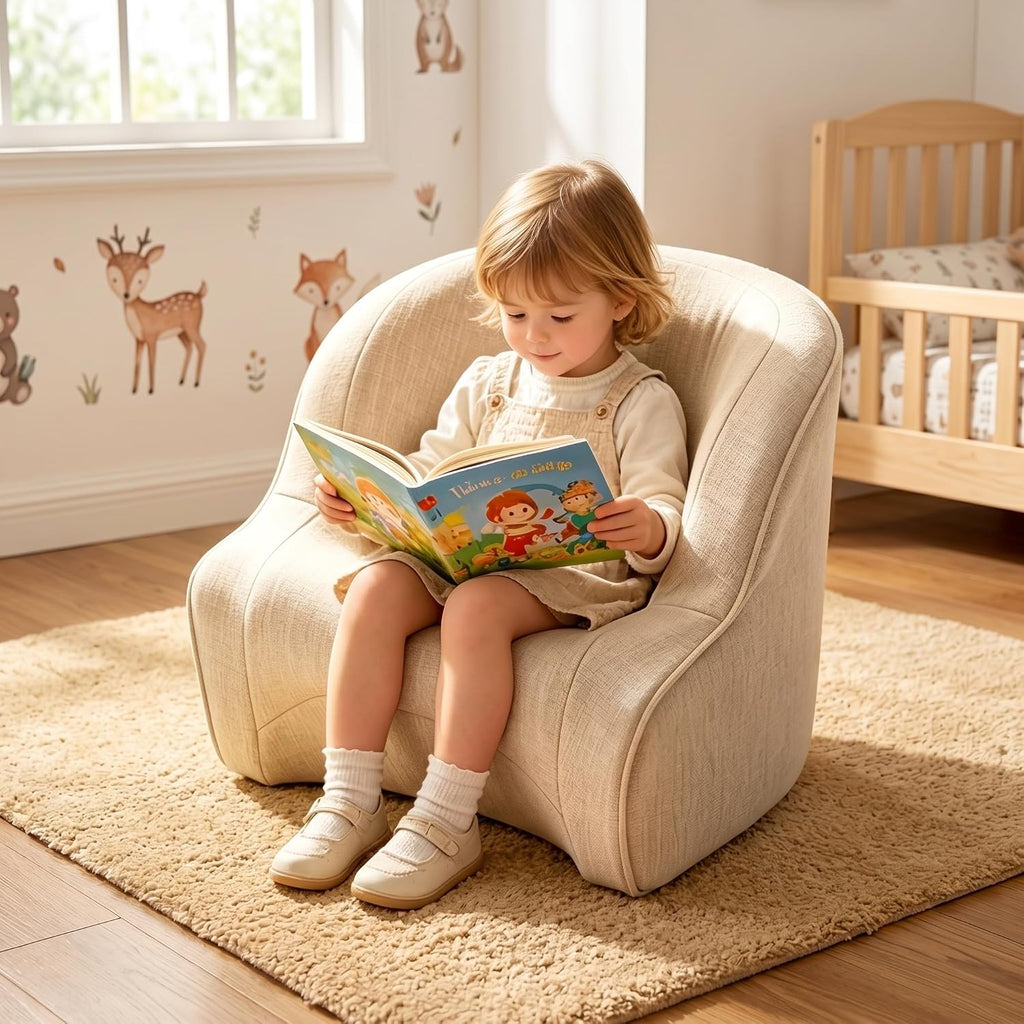 Ergonomic Upholstered Kids Reading Armchair