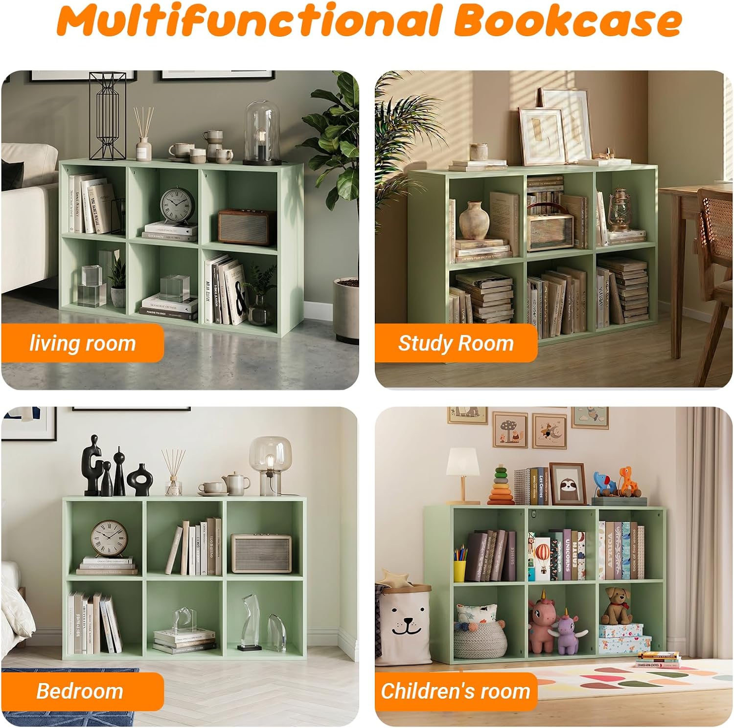6‑Cube Kids Cubby Toy Storage Bookshelf Organizer